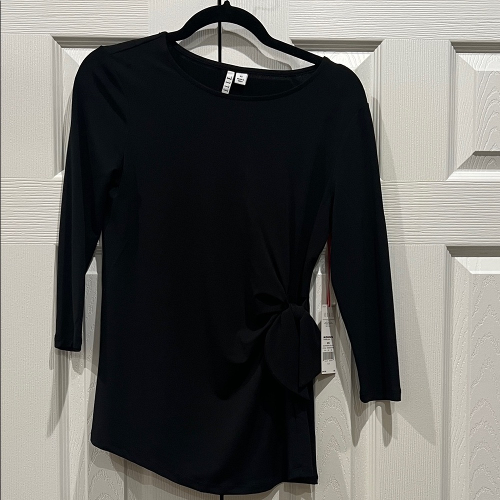 NWT Elle Black Blouse with Side Tie